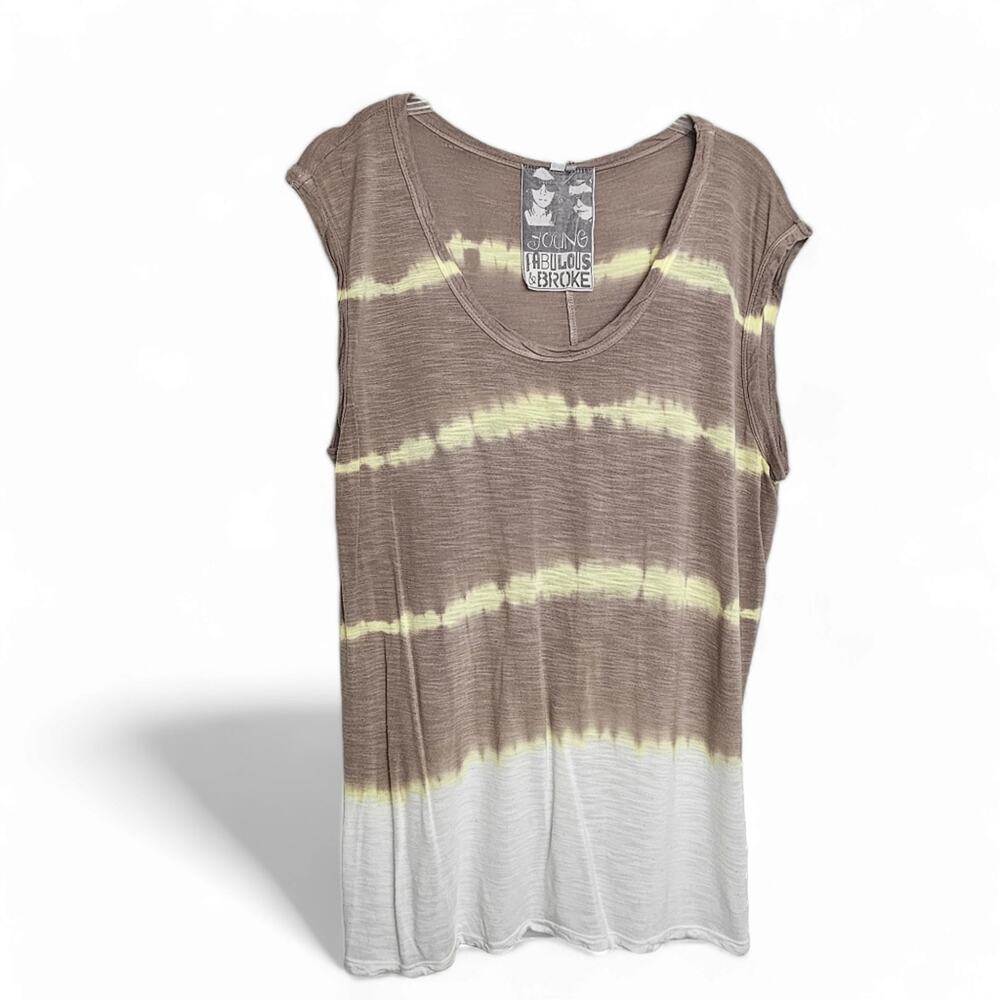 Young Fabulous & Broke Womens Stripe Tie Dye Sleeveless Top Sz S Boho Y2K Grunge